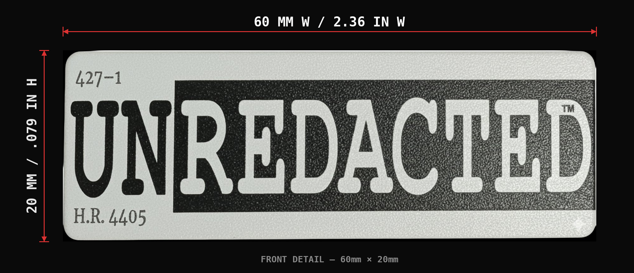 UN|REDACTED Tag front W 60mm x H 20mm 427-1 H.R. 4405 TM